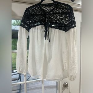 nannette lopere black and lace blouse